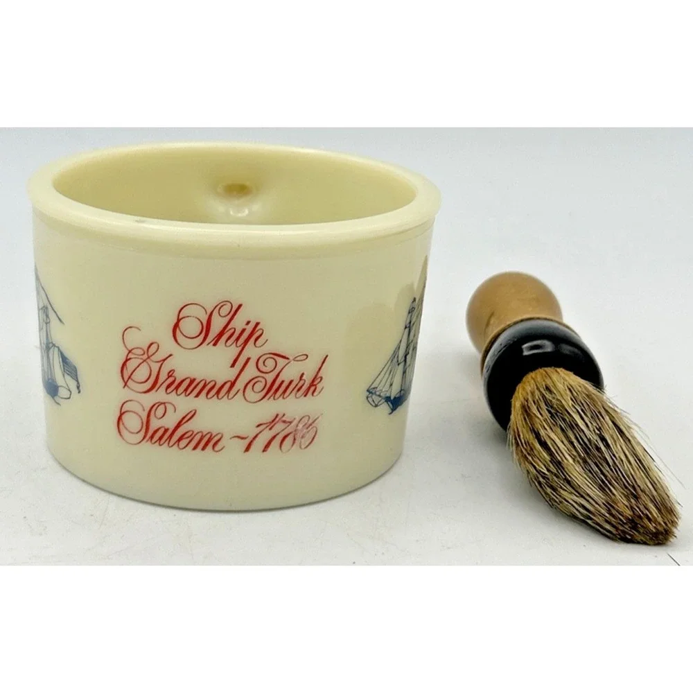 VTG Old Spice Shaving‎ Mug & Brush Cup Ship Grand Turk Salem 1786 Shulton USA